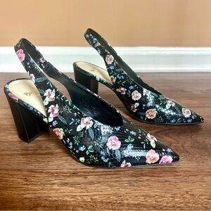 Butter Italy Floral Slingback Block Heels